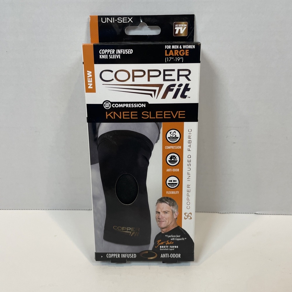 Copper‎ Fit Compression Knee Sleeve Support Large 17"-19" Copper-Infused New